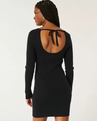 Langärmliges Pulloverkleid mit Cinch-Bust und offenem Rücken