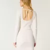 Langärmliges Pulloverkleid mit Cinch-Bust und offenem Rücken Langärmliges Pulloverkleid mit Cinch-Bust und offenem Rücken