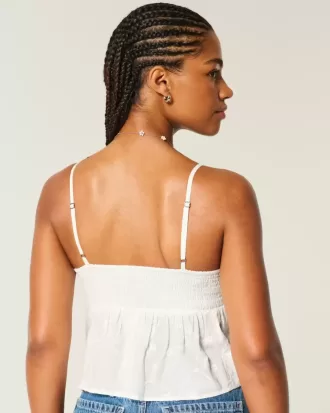 Leicht besticktes Babydoll-Oberteil mit Glanz