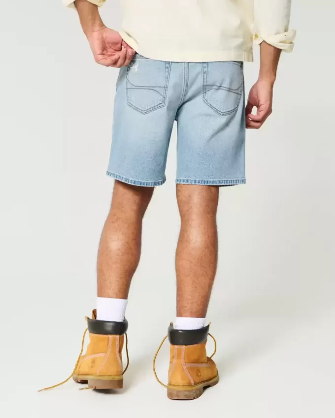 Lockere Denim-Shorts im Distressed-Look über dem Knie Lockere Denim-Shorts im Distressed-Look über dem Knie