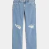 Lockere, gerade geschnittene Jeans mit niedrigem Bund und mittlerer Waschung Lockere, gerade geschnittene Jeans mit niedrigem Bund und mittlerer Waschung