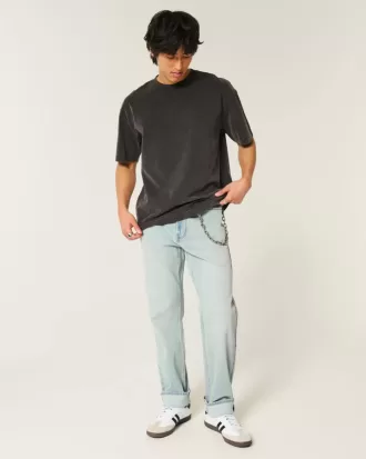 Lockere Jeans mit Downforce Racing-Grafik in heller Waschung