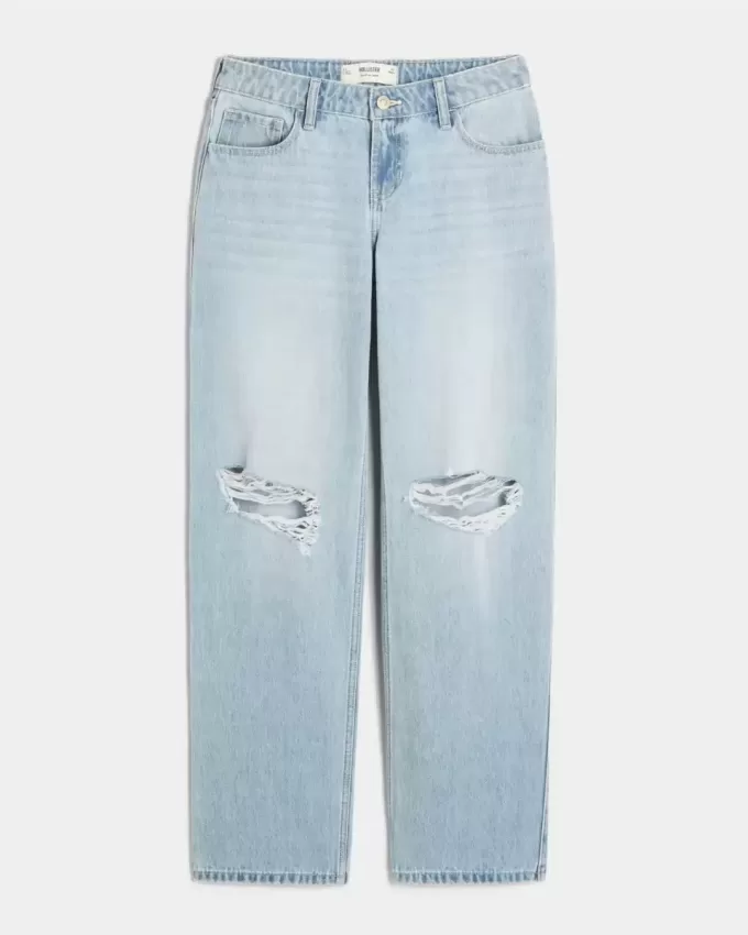 Lockere Jeans mit niedrigem Bund und heller Waschung Lockere Jeans mit niedrigem Bund und heller Waschung
