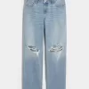 Lockere Jeans mit niedrigem Bund und Rissen in heller Waschung Lockere Jeans mit niedrigem Bund und Rissen in heller Waschung