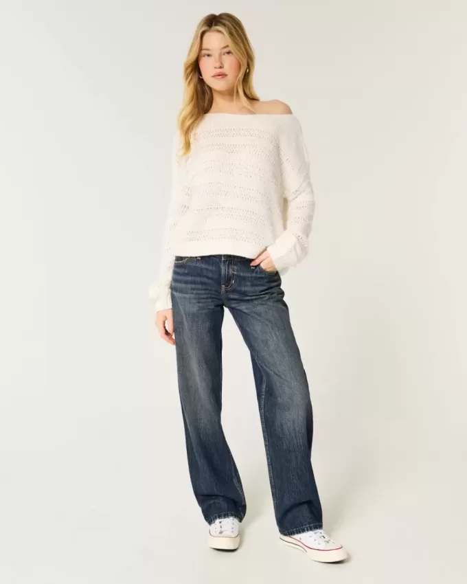 Lockere Jeans mit niedriger Taille und dunkler Waschung Lockere Jeans mit niedriger Taille und dunkler Waschung