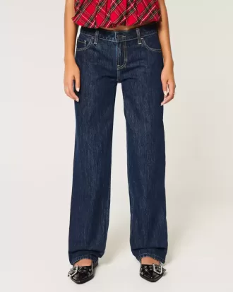 Lockere Jeans mit niedriger Taille und dunkler Waschung