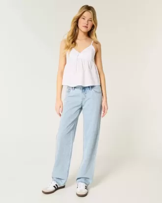 Lockere Jeans mit niedriger Taille und heller Waschung