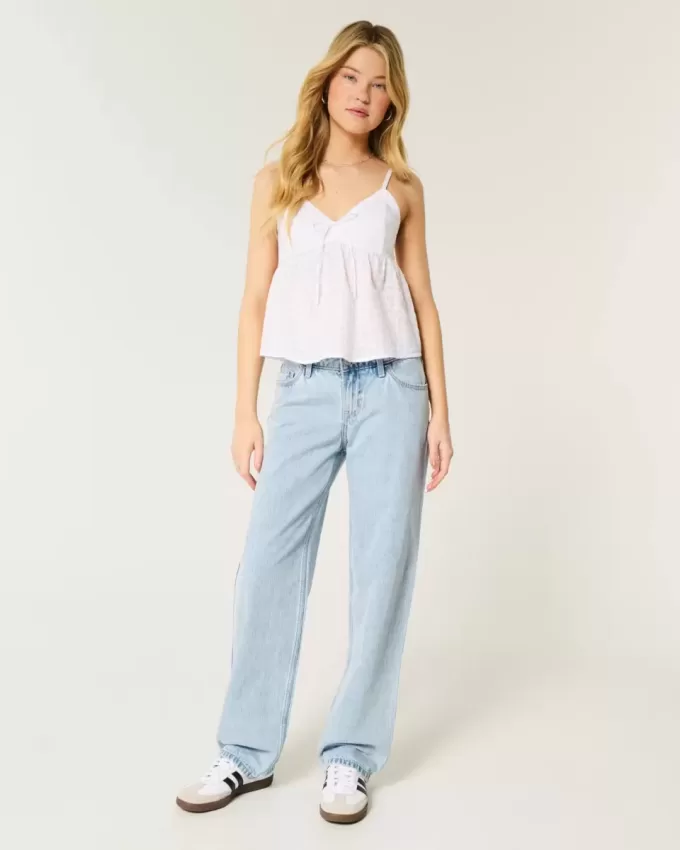 Lockere Jeans mit niedriger Taille und heller Waschung Lockere Jeans mit niedriger Taille und heller Waschung