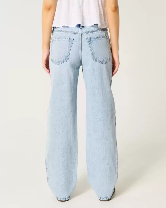 Lockere Jeans mit niedriger Taille und heller Waschung Lockere Jeans mit niedriger Taille und heller Waschung