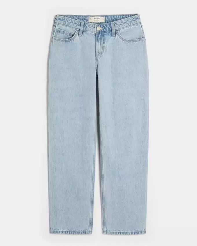Lockere Jeans mit niedriger Taille und heller Waschung Lockere Jeans mit niedriger Taille und heller Waschung