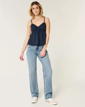 Lockere Jeans mit niedriger Taille und mittlerer Waschung