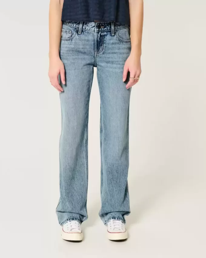 Lockere Jeans mit niedriger Taille und mittlerer Waschung Lockere Jeans mit niedriger Taille und mittlerer Waschung