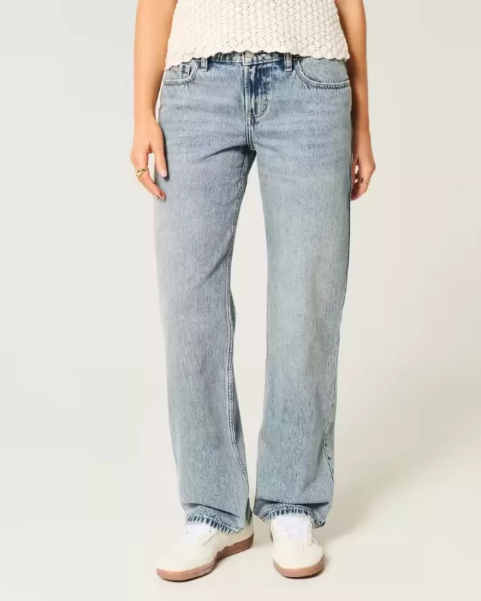 Lockere Jeans mit niedriger Taille und mittlerer Waschung Lockere Jeans mit niedriger Taille und mittlerer Waschung