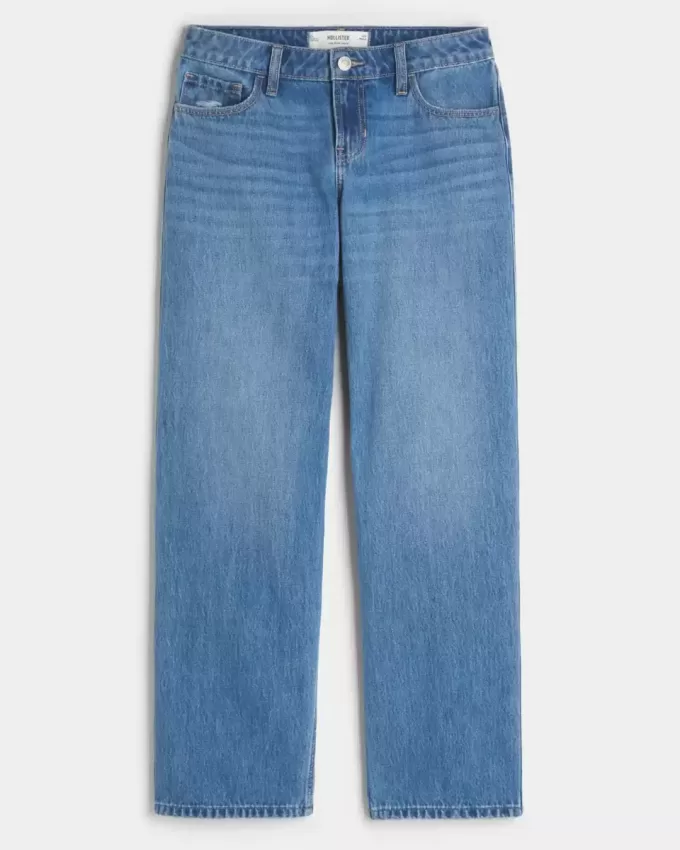 Lockere Jeans mit niedriger Taille und mittlerer Waschung Lockere Jeans mit niedriger Taille und mittlerer Waschung