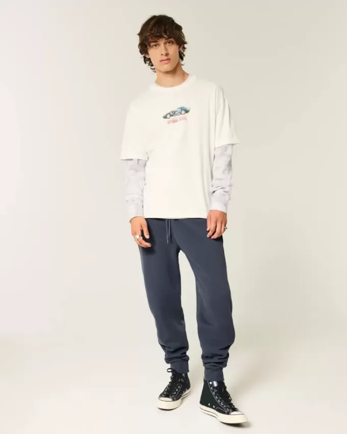 Lockere Ripp-Jogginghose
