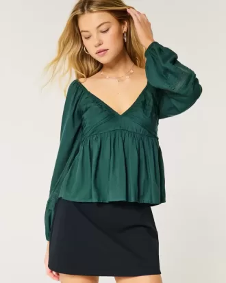 Lockeres Babydoll-Oberteil mit gerüschter Brust