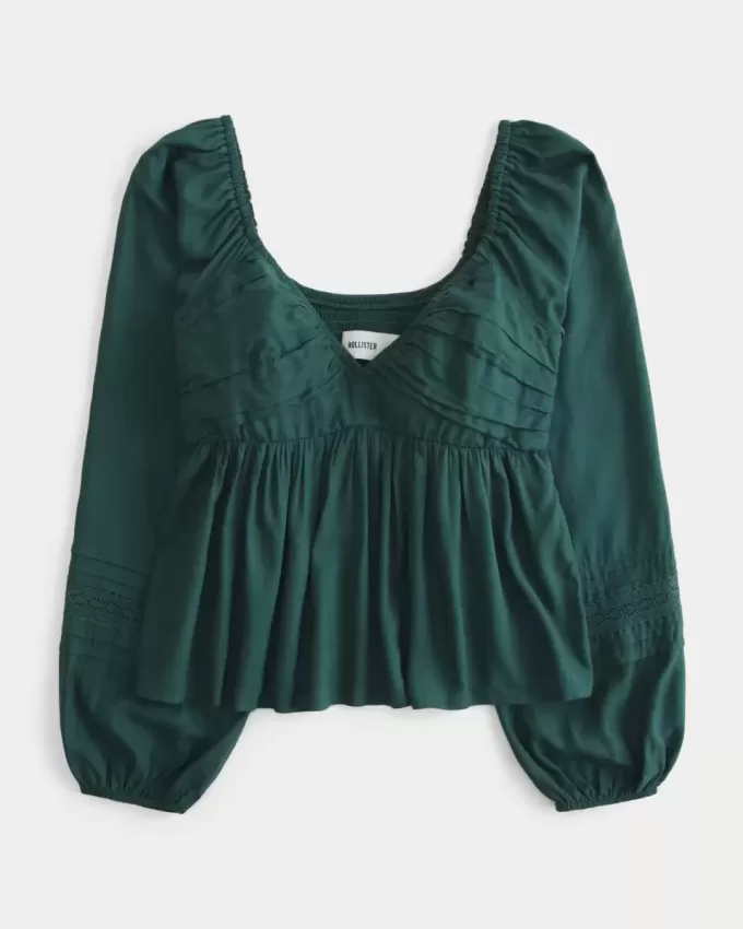 Lockeres Babydoll-Oberteil mit gerüschter Brust Lockeres Babydoll-Oberteil mit gerüschter Brust