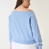 Lockeres, schulterfreies Sweatshirt mit Rundhalsausschnitt und „Making Waves“-Grafik Lockeres, schulterfreies Sweatshirt mit Rundhalsausschnitt und „Making Waves“-Grafik