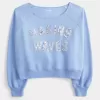 Lockeres, schulterfreies Sweatshirt mit Rundhalsausschnitt und „Making Waves“-Grafik Lockeres, schulterfreies Sweatshirt mit Rundhalsausschnitt und „Making Waves“-Grafik