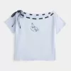 Lockeres, schulterfreies T-Shirt zum Binden