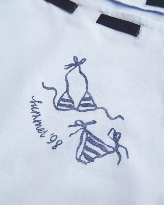 Lockeres, schulterfreies T-Shirt zum Binden