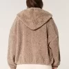 Lockige Kunstpelzjacke mit Reißverschluss