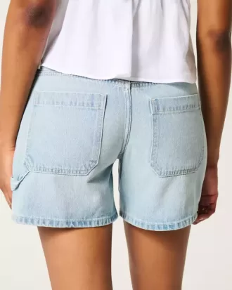 Low-Rise Baggy-Carpenter-Shorts aus hell gewaschenem Denim, 5″