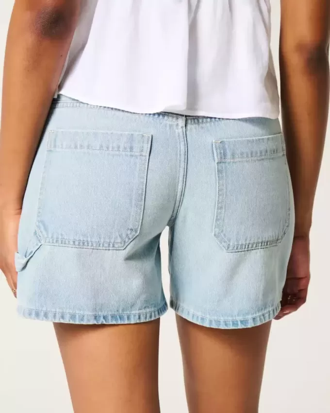 Low-Rise Baggy-Carpenter-Shorts aus hell gewaschenem Denim, 5″