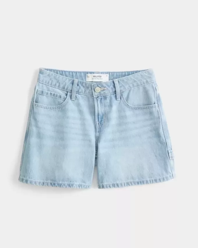 Low-Rise Baggy-Carpenter-Shorts aus hell gewaschenem Denim, 5″