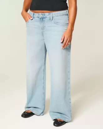 Low-Rise-Baggy-Jeans im Used-Look