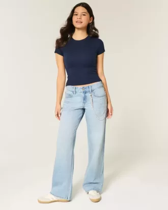 Low-Rise Baggy-Jeans in heller Waschung