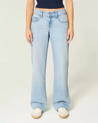 Low-Rise Baggy-Jeans in heller Waschung