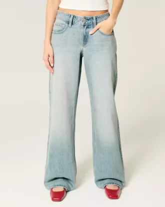 Low-Rise Baggy-Jeans in heller Waschung