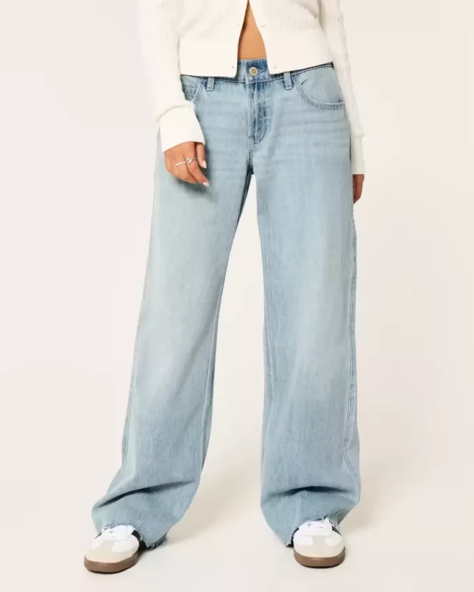 Low-Rise Baggy-Jeans mit bequemem Bund in heller Waschung Low-Rise Baggy-Jeans mit bequemem Bund in heller Waschung