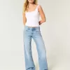 Low-Rise Baggy-Jeans mit Blumenstickerei in mittlerer Waschung Low-Rise Baggy-Jeans mit Blumenstickerei in mittlerer Waschung