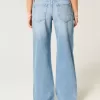 Low-Rise Baggy-Jeans mit Blumenstickerei in mittlerer Waschung Low-Rise Baggy-Jeans mit Blumenstickerei in mittlerer Waschung