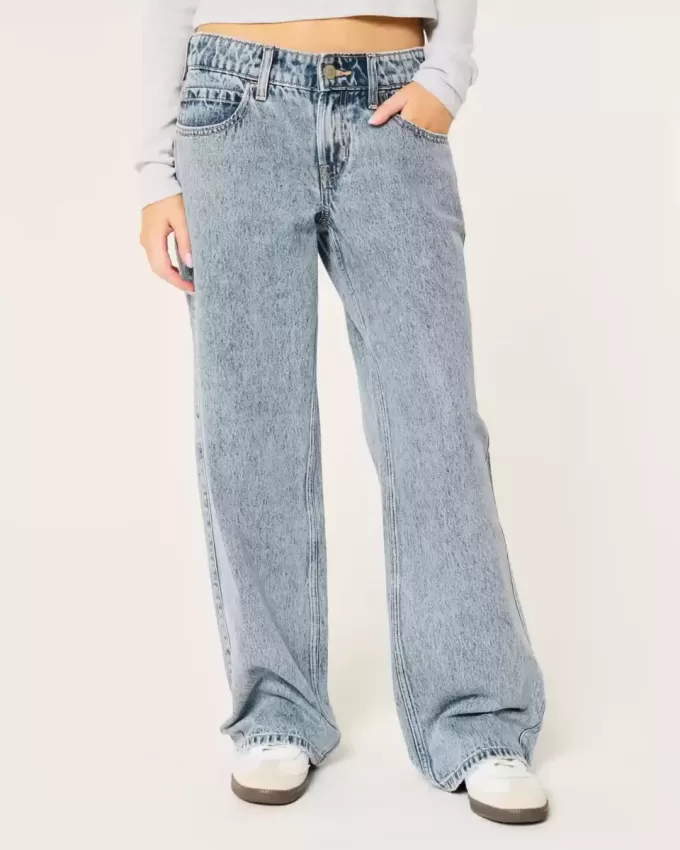 Low-Rise Baggy-Jeans mit mittlerer Waschung Low-Rise Baggy-Jeans mit mittlerer Waschung