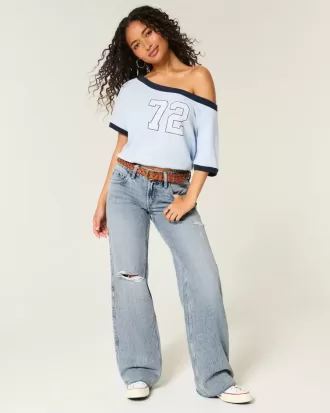 Low-Rise-Baggy-Jeans mit Rissen in heller Waschung