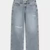 Low-Rise-Baggy-Jeans mit Rissen in heller Waschung Low-Rise-Baggy-Jeans mit Rissen in heller Waschung