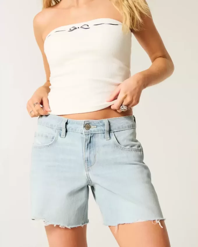 Low-Rise Baggy-Jeansshorts in heller Waschung, 5″ Low-Rise Baggy-Jeansshorts in heller Waschung, 5″