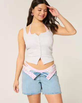 Low-Rise Baggy-Jeansshorts in mittlerer Waschung, 5″