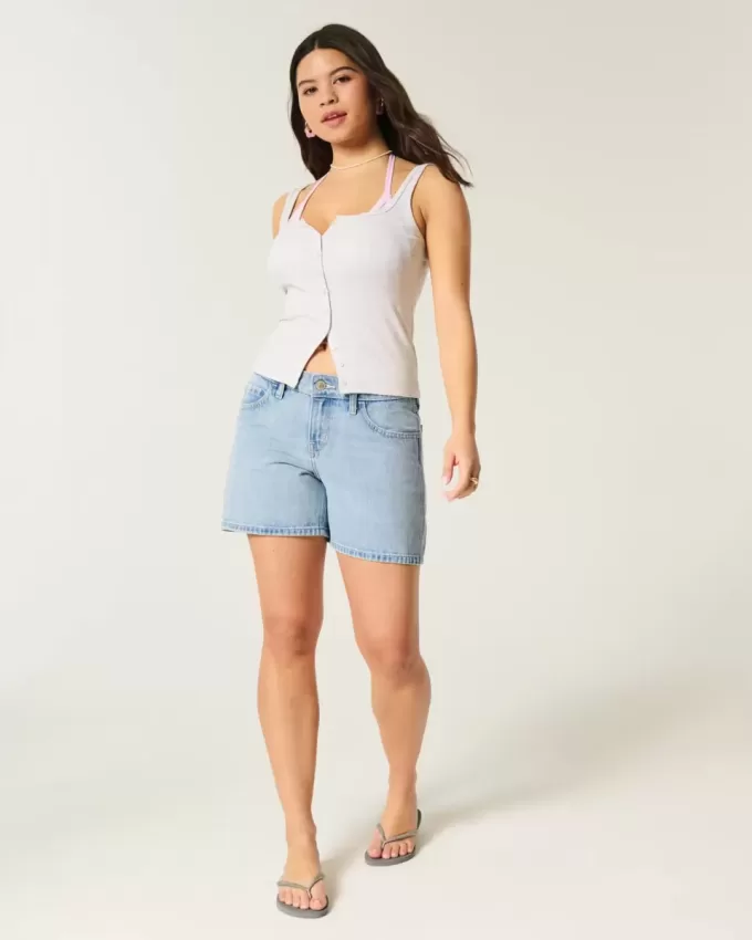 Low-Rise Baggy-Jeansshorts in mittlerer Waschung, 5″ Low-Rise Baggy-Jeansshorts in mittlerer Waschung, 5″