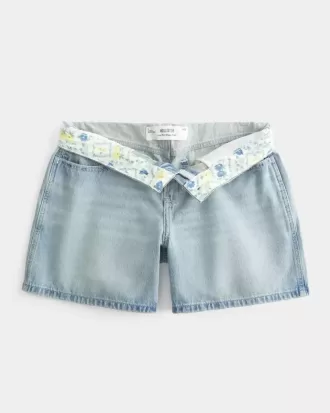 Low-Rise Baggy-Jeansshorts mit Umschlagbund, hell gewaschen, 12,7 cm