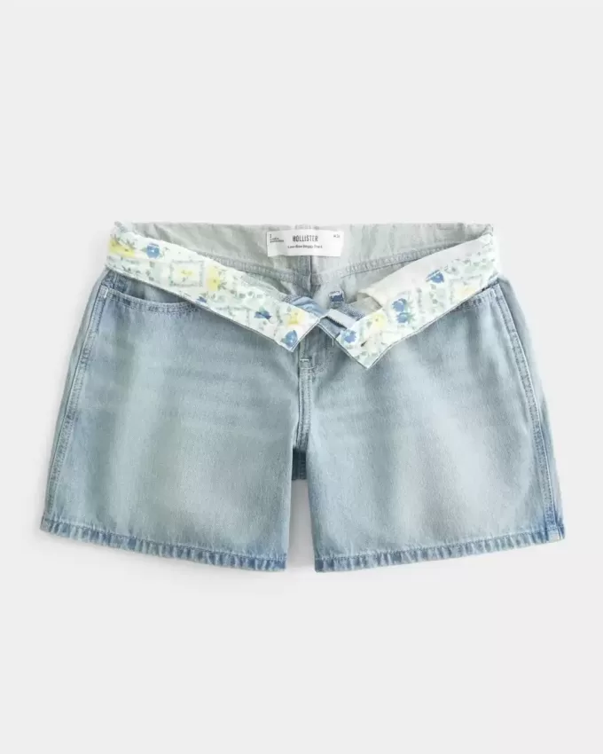 Low-Rise Baggy-Jeansshorts mit Umschlagbund, hell gewaschen, 12,7 cm Low-Rise Baggy-Jeansshorts mit Umschlagbund, hell gewaschen, 12,7 cm