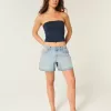 Low-Rise Baggy-Jeansshorts mit Umschlagbund, hell gewaschen, 12,7 cm Low-Rise Baggy-Jeansshorts mit Umschlagbund, hell gewaschen, 12,7 cm