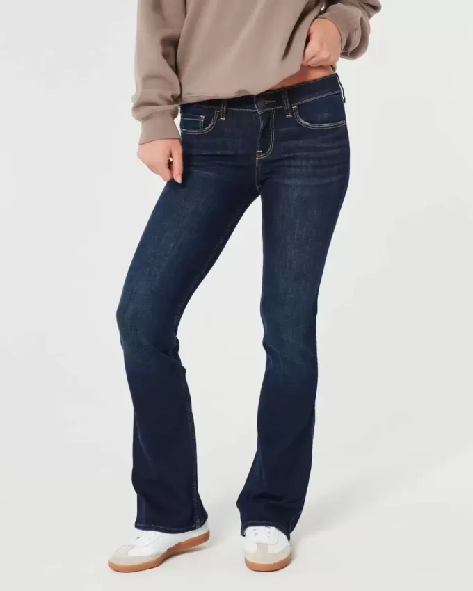 Low-Rise Boot-Jeans in dunkler Waschung