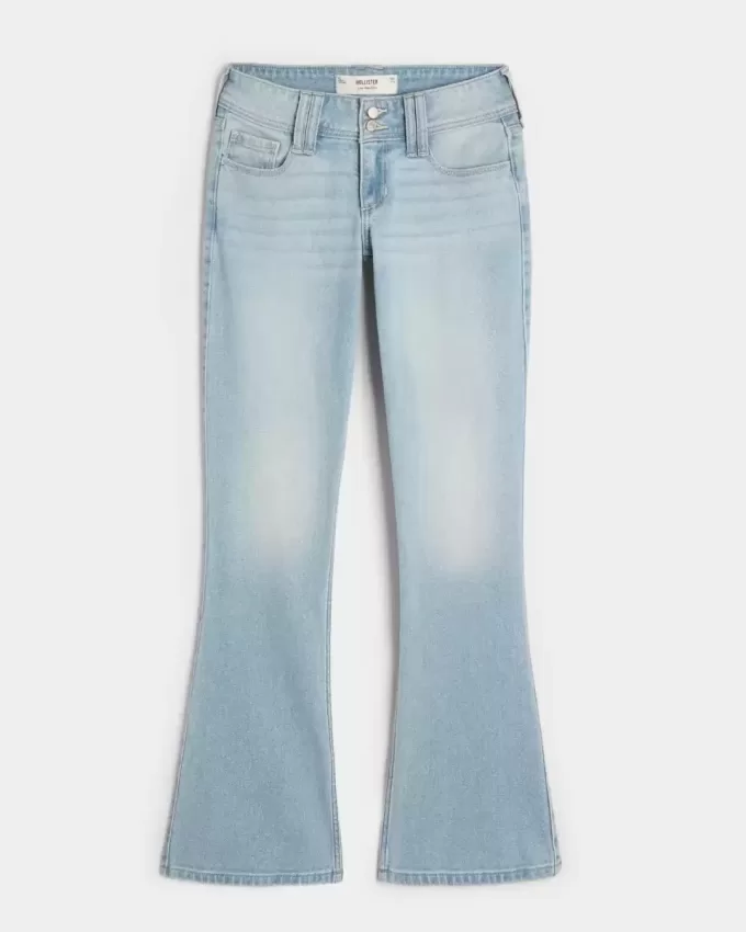 Low-Rise-Bootcut-Jeans in heller Waschung