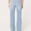Low-Rise Distressed Relaxed Straight Jeans in mittlerer Waschung