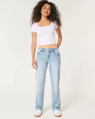 Low-Rise-Jeans in heller Waschung mit entspannter Straight-Leg-Passform