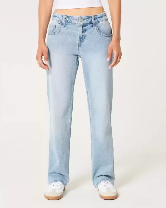 Low-Rise-Jeans in heller Waschung mit entspannter Straight-Leg-Passform